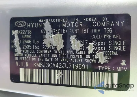 2018 Hyundai Tucson Sel z USA, uszkodzony, nr VIN KM8J3CA42JU719691